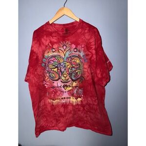 The Mountain Aries Zodiac T-Shirt‎ Mens 2XL Red Tie Dye San Antonio TX Graphic